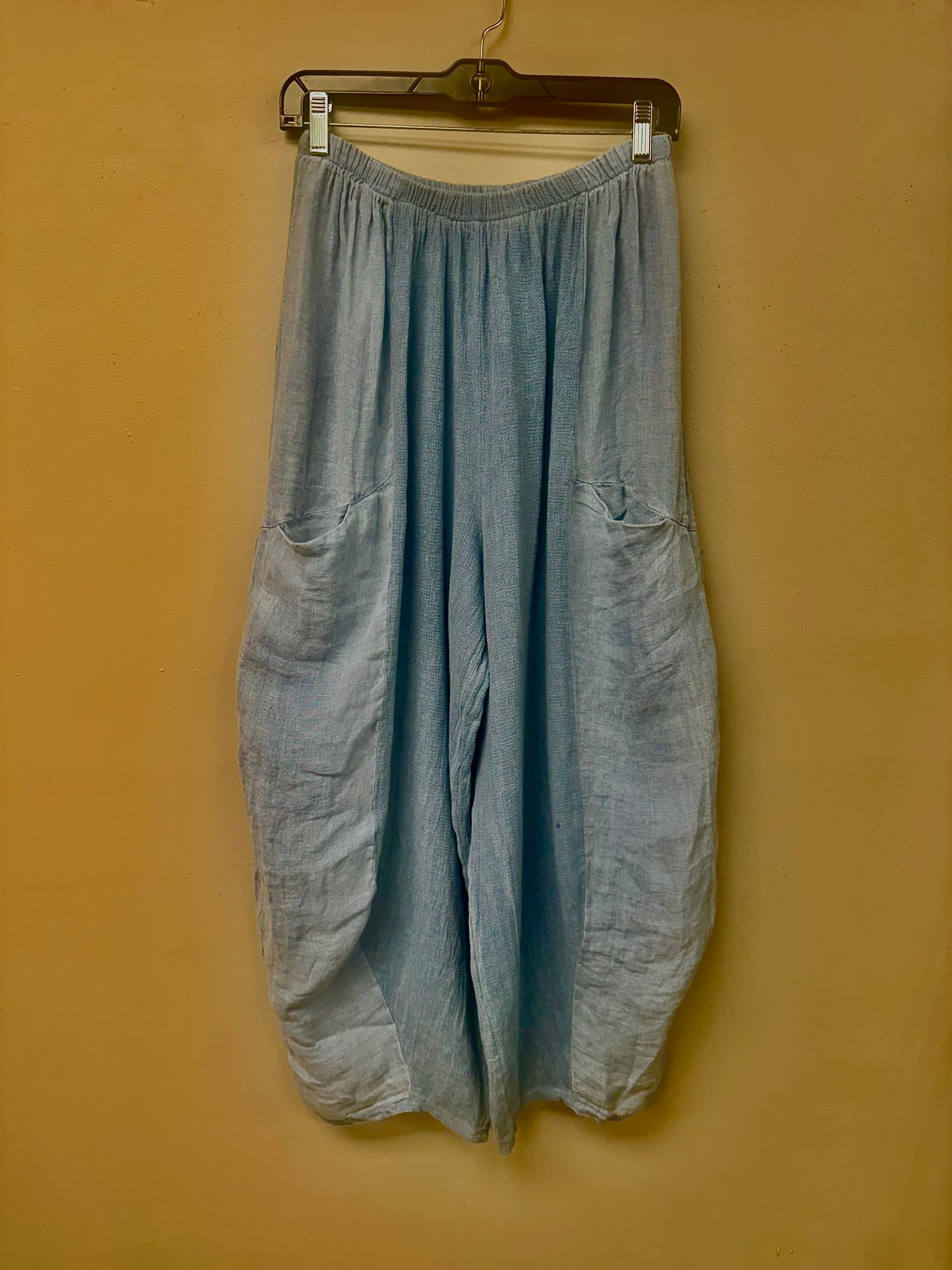 Boho Italian Linen and cotton barrel leg pants
