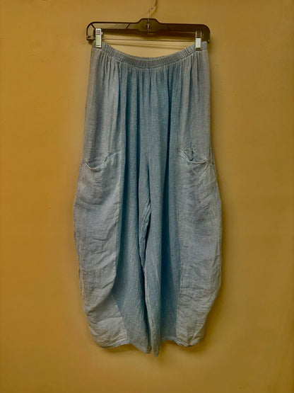 Boho Italian Linen and cotton barrel leg pants