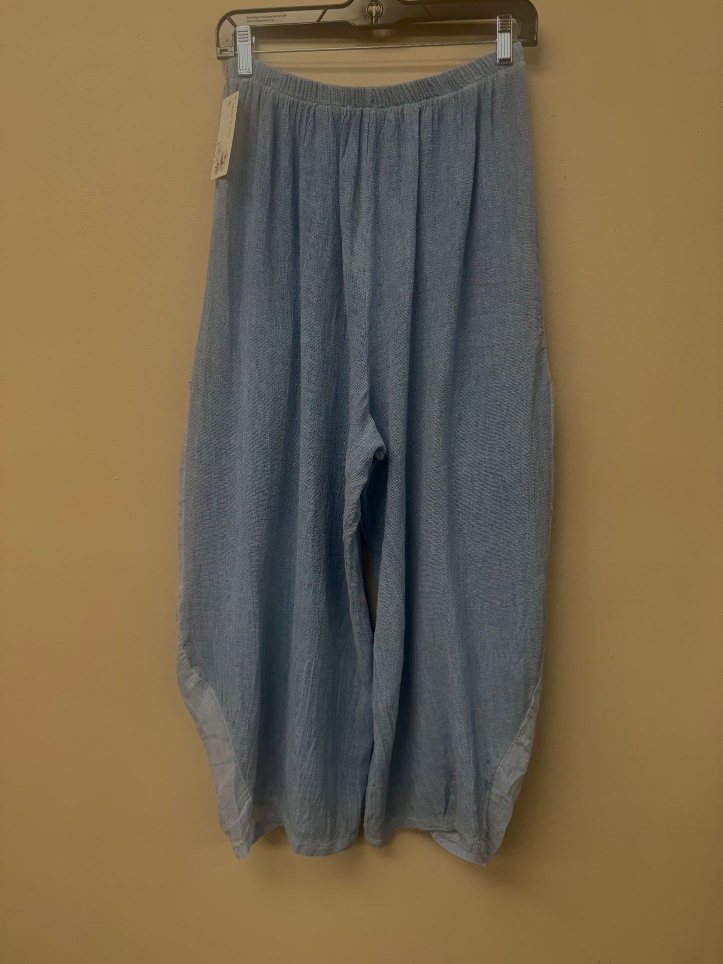 Boho Italian Linen and cotton barrel leg pants