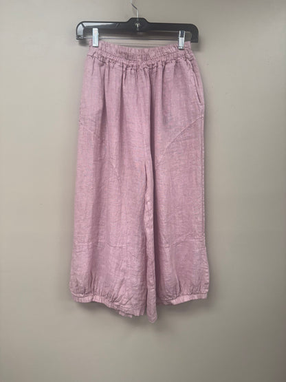 Italian cropped linen barrel pants