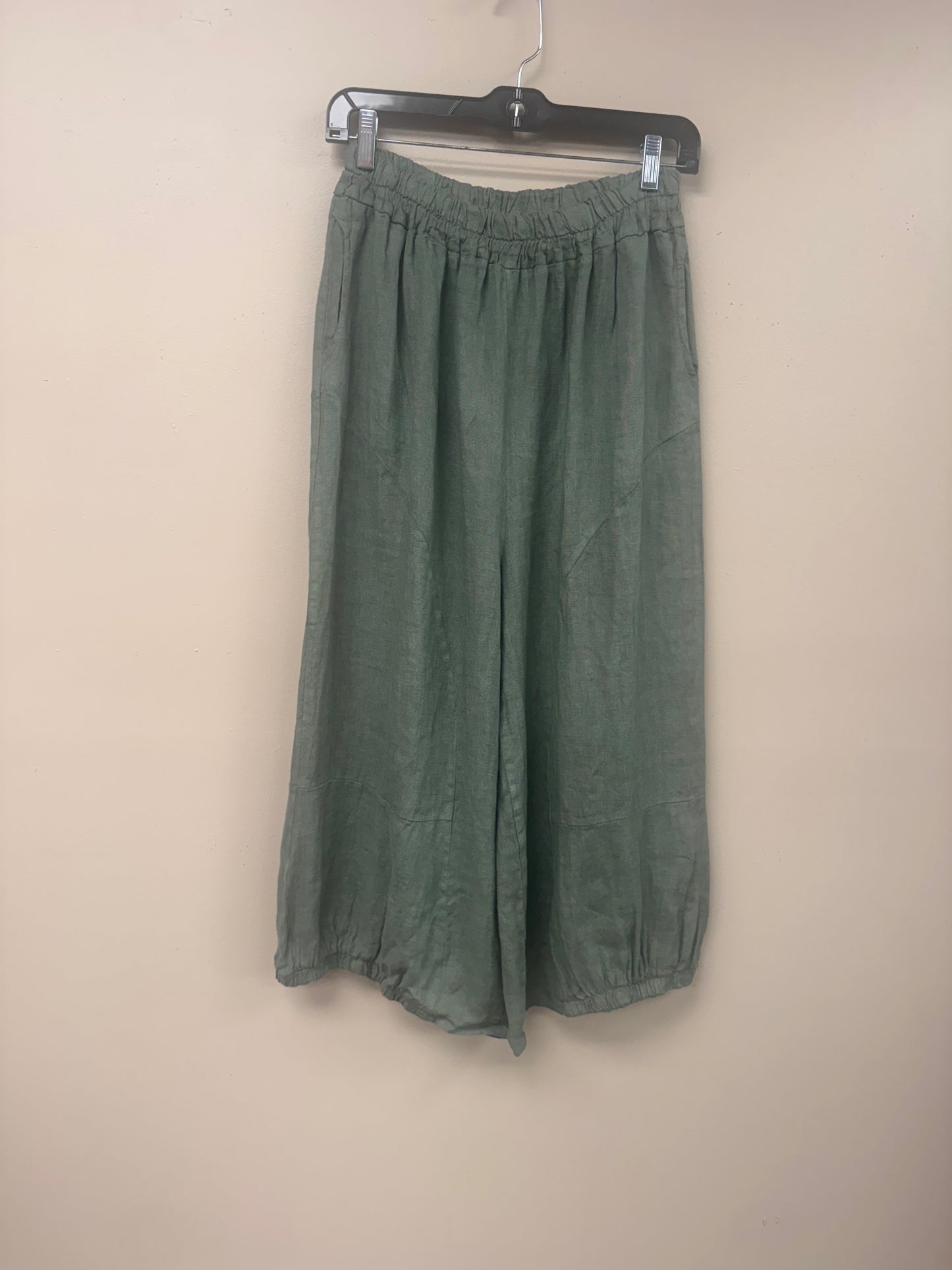 Italian cropped linen barrel pants