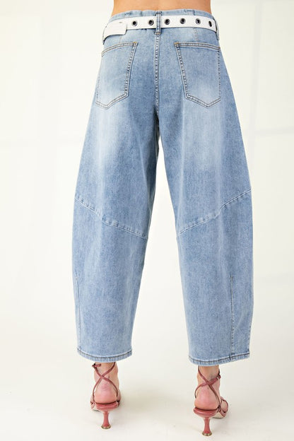 Washed Barrel denim pants