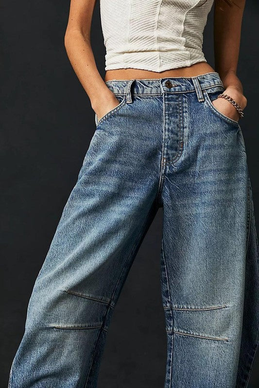 Low Rise Barrel Denim Pants