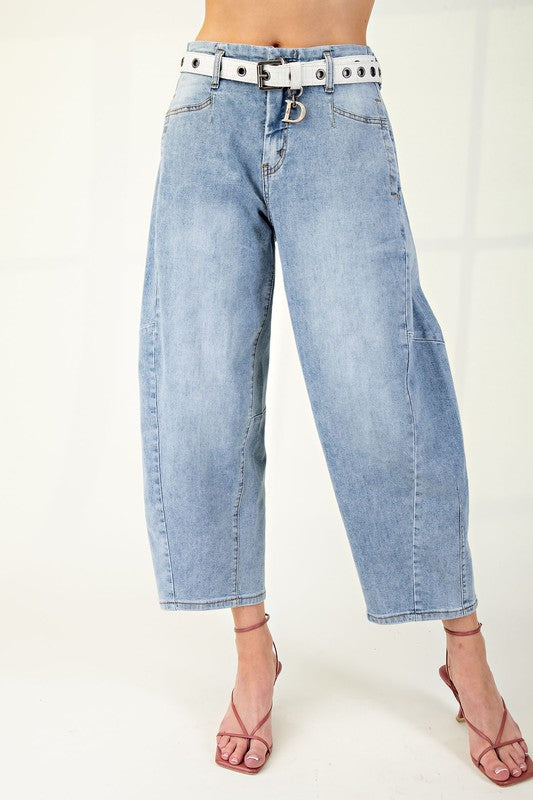 Washed Barrel denim pants