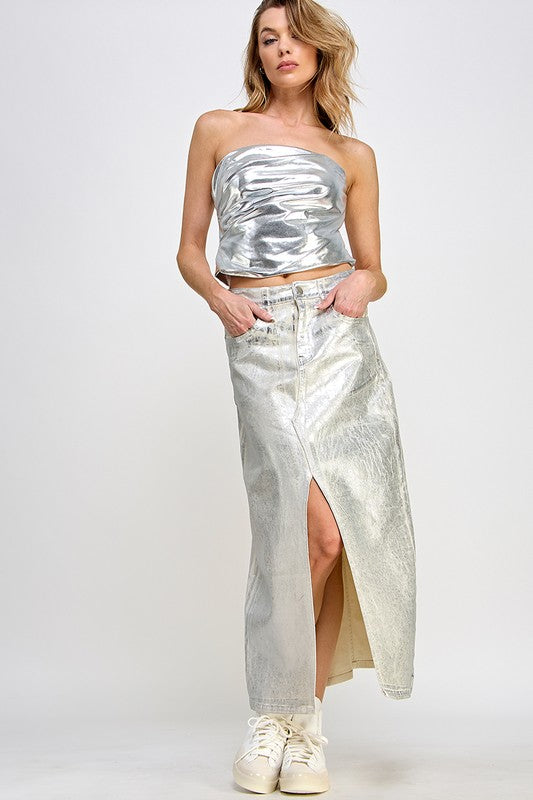 Silver metallic outlet skirt extender modest