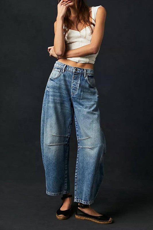 Low Rise Barrel Denim Pants