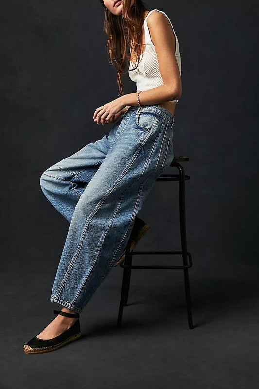 Low Rise Barrel Denim Pants