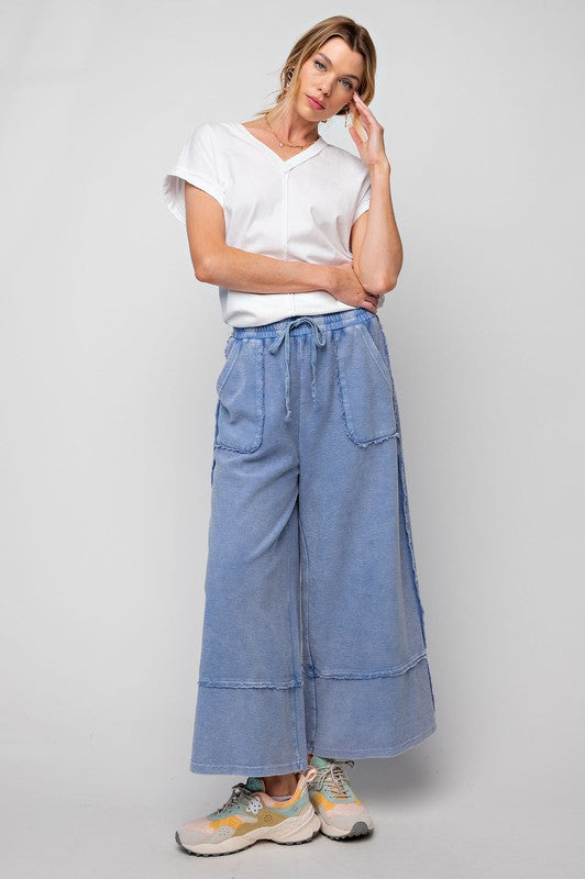 Feeling good, Washed Terry Knit Wide Leg Pants