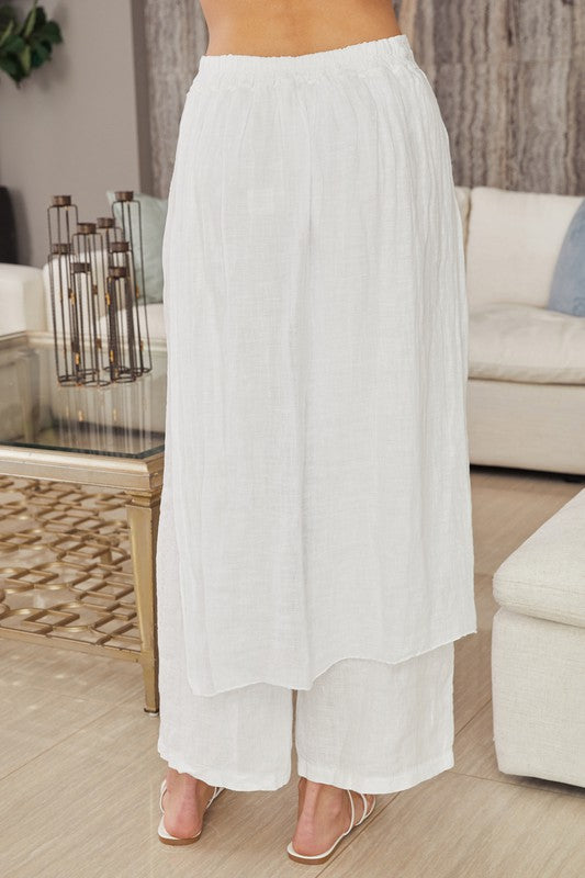 Linen Layered Skirted Pants