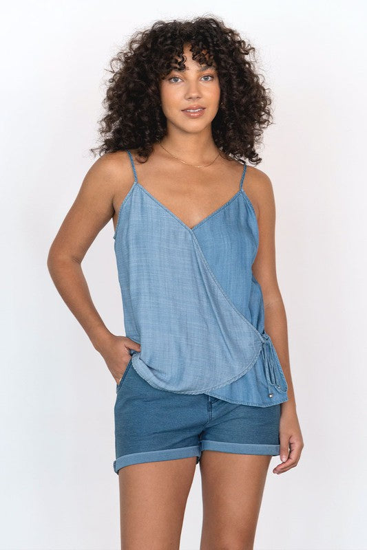 Contrast Wrap Cami Top, VT111651