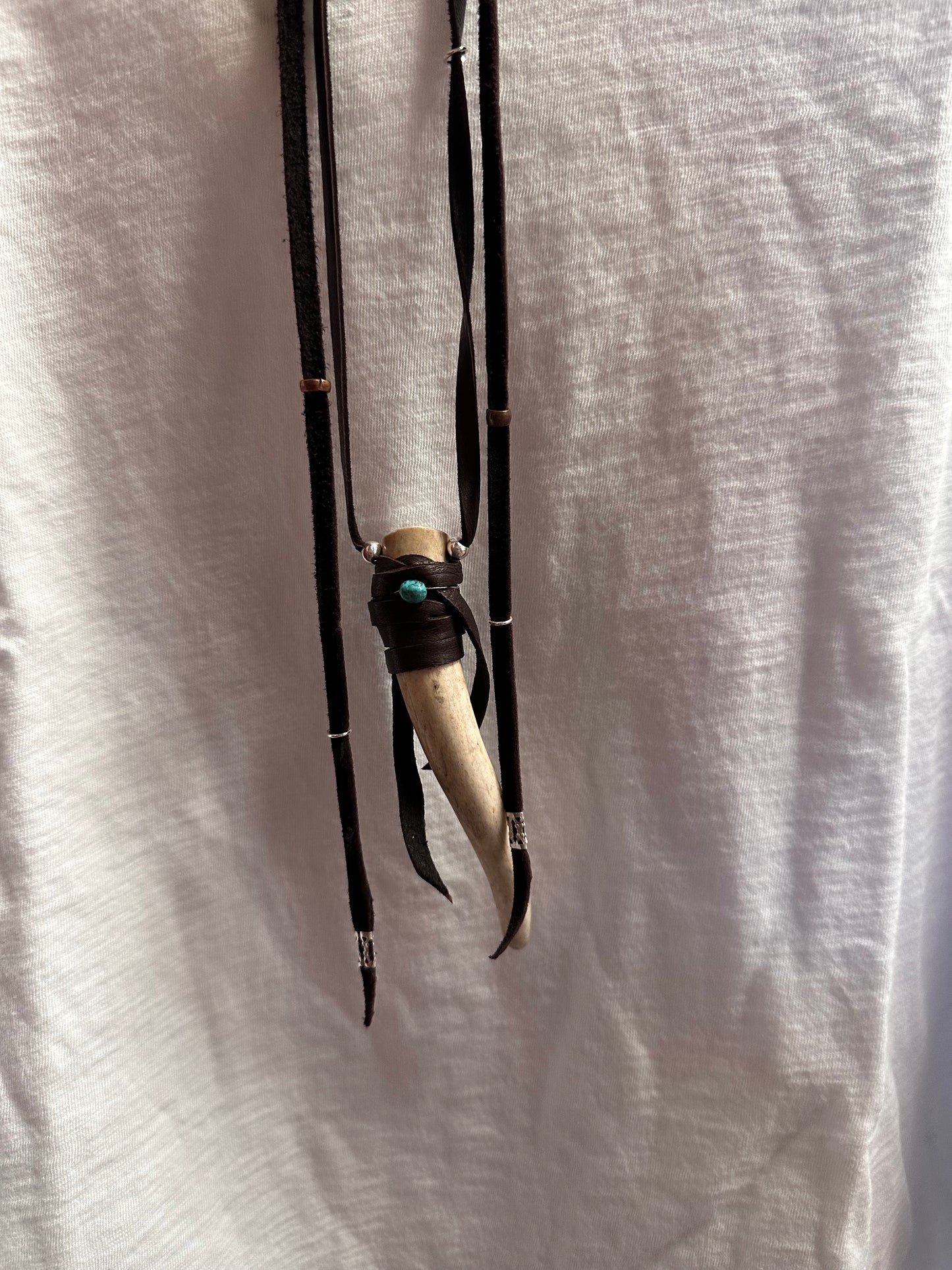 Deer horn leather necklace