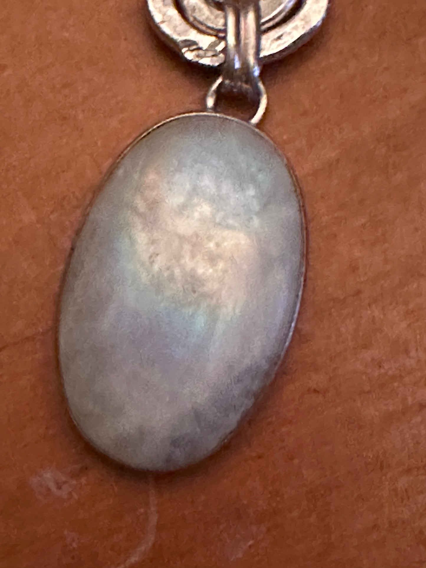 Sterling silver hammered moonstone necklace