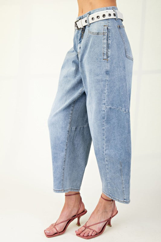 Washed Barrel denim pants