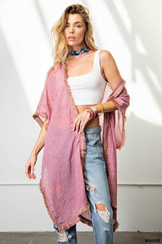 Fringe trim kimono