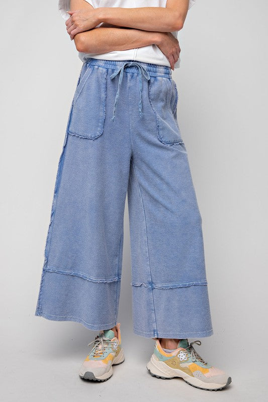 Feeling good, Washed Terry Knit Wide Leg Pants