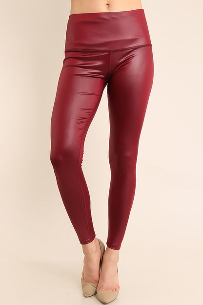 SOLID FAUX LEATHER LEGGINGS