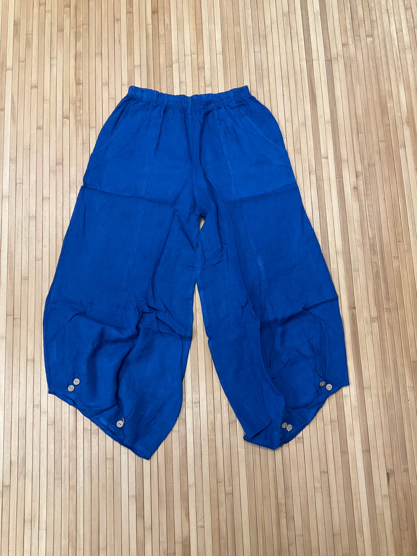 Italian, Linen Pants with button accent.