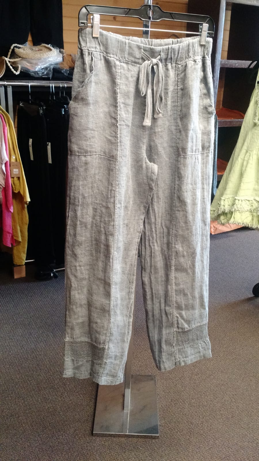 Italian Linen Pants with Mesh Hem