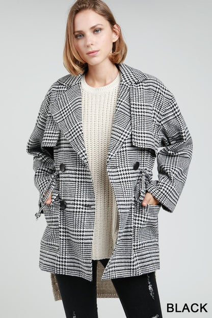 Glen-check patterned coat