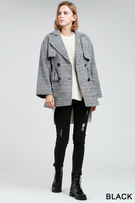 Glen-check patterned coat