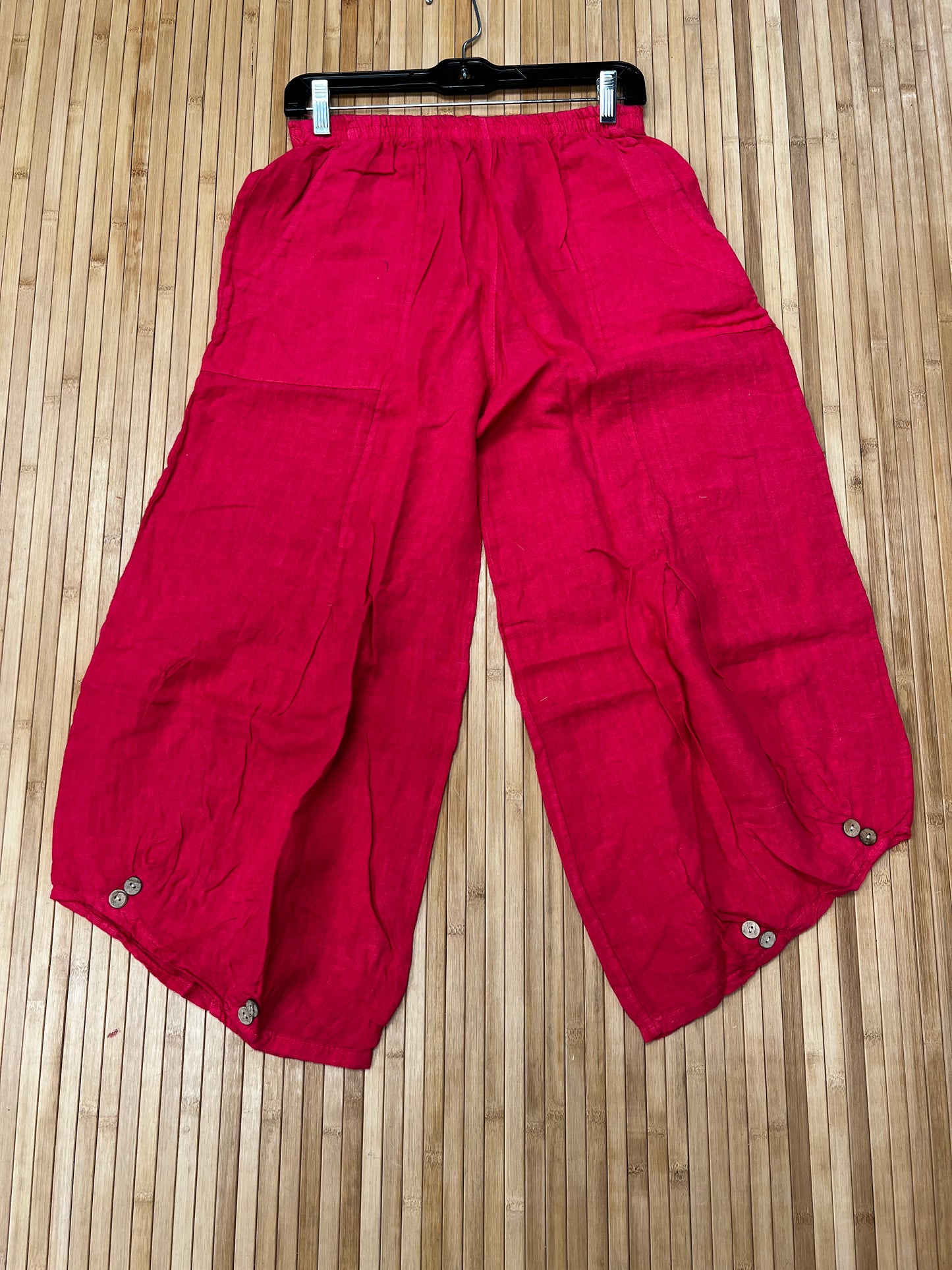 Italian, Linen Pants with button accent.