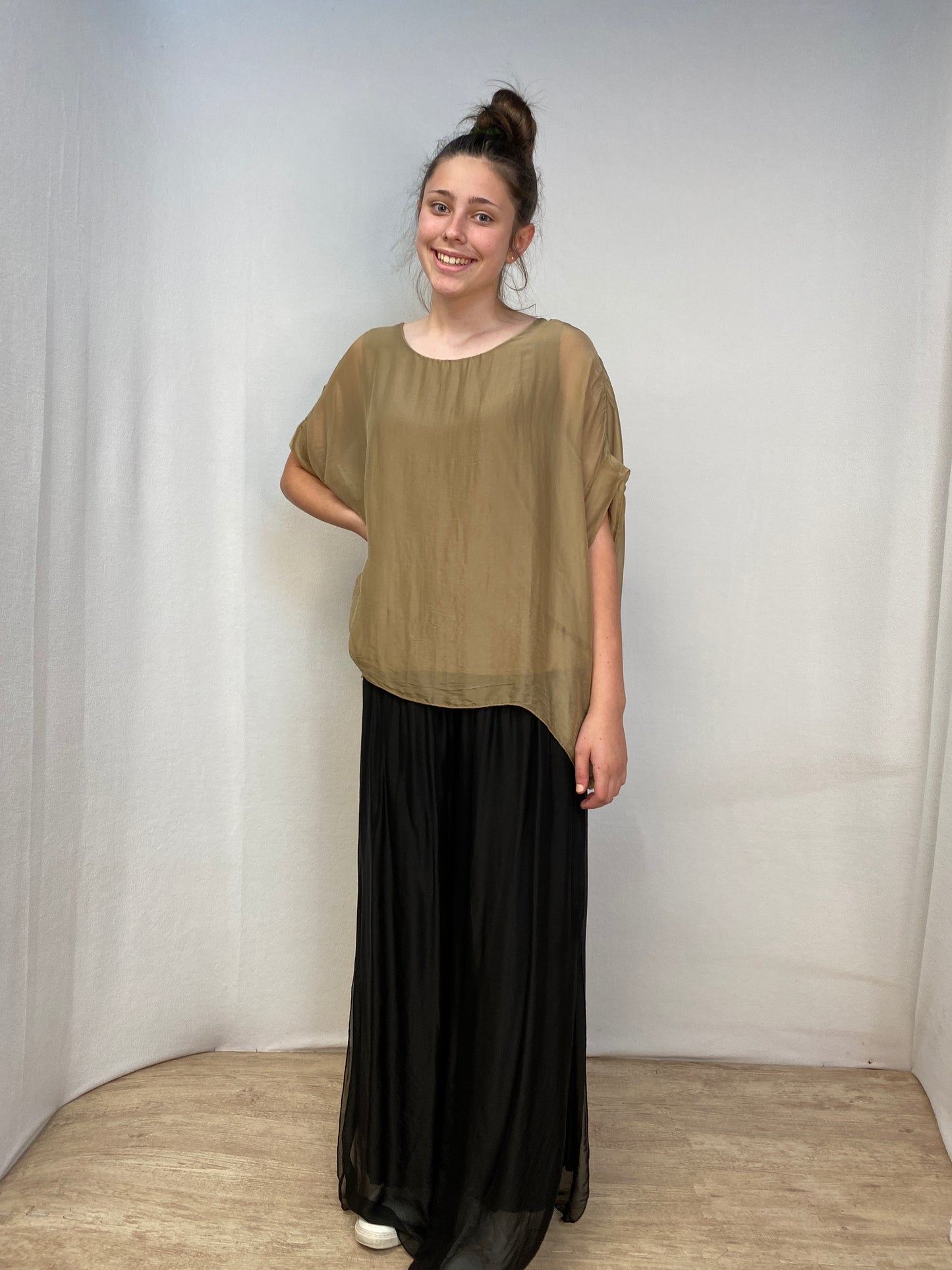 Italian, silk caftan top