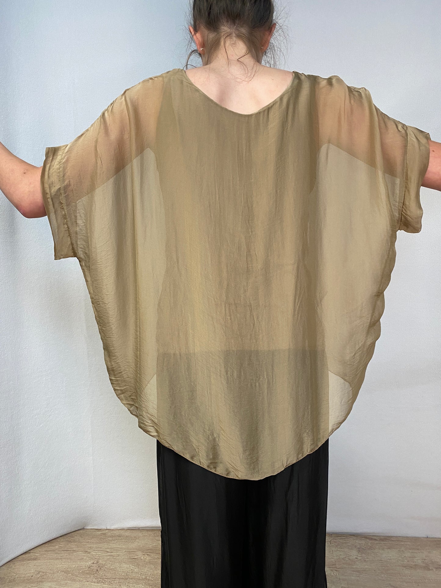 Italian, silk caftan top