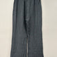 Linen Italian wide leg distressed hem pants