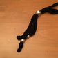 Adjustable jersey and aluminum short or long necklace with 3 irregular ovals.