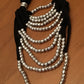 Adjustable long multi thread jersey and aluminum balls necklace.