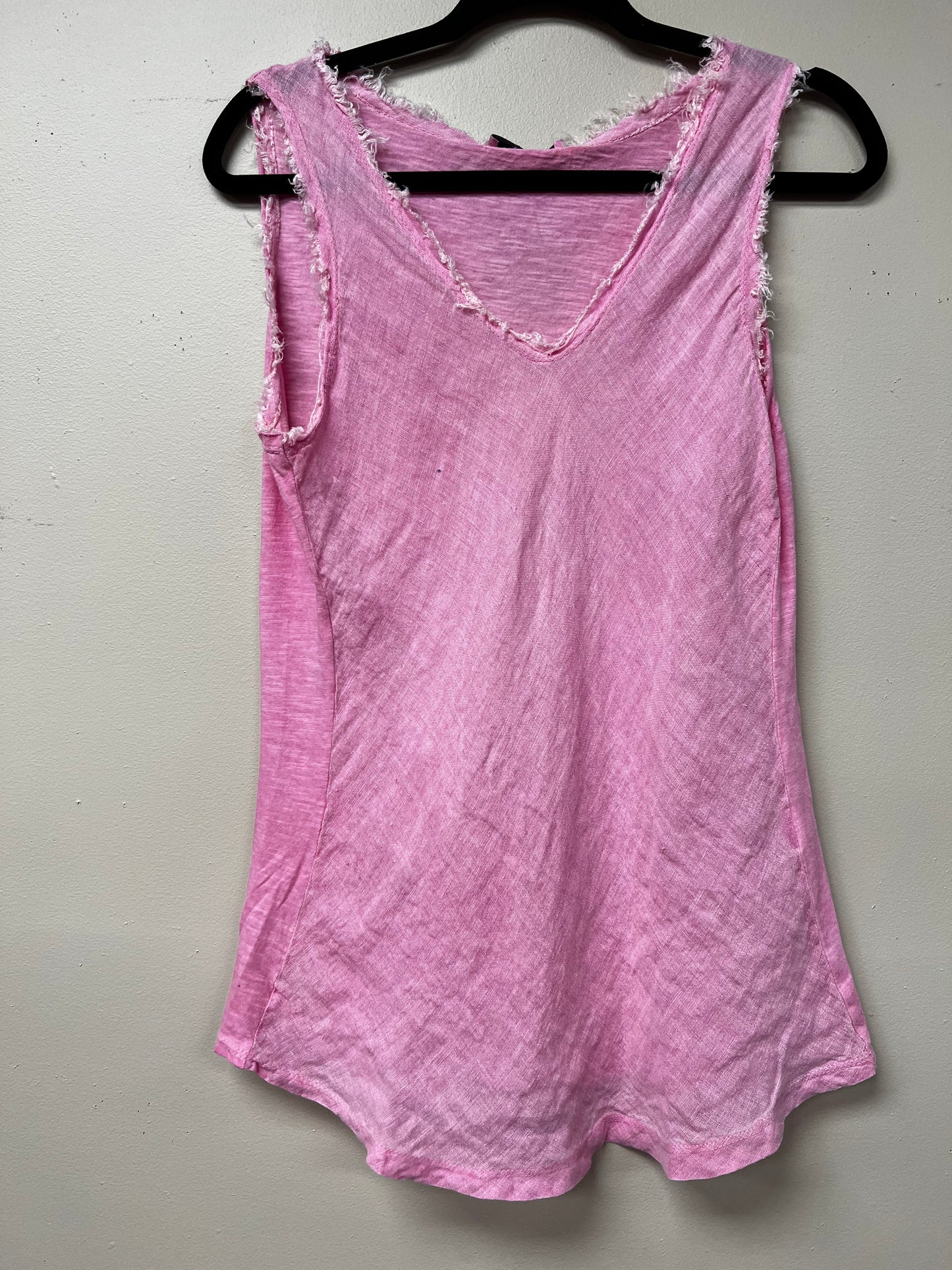 Italian linen distressed edges tank top.