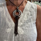 Two ring leather necklace