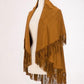 Suede shawl with fringes.