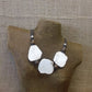Brown Leather, White Magnesite, Wood and Sterling Silver Necklace