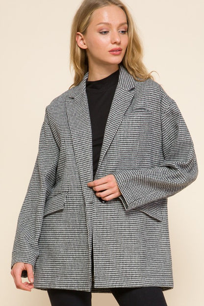 Hounds Tooth Single Button Jacket.