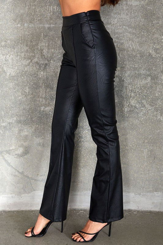 PU Leather flared pants