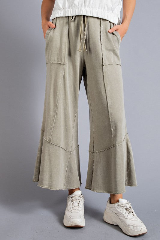 Feeling good, Washed Terry Knit Wide Leg Pants