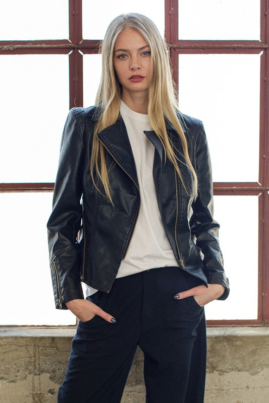 Motto faux leather jacket.