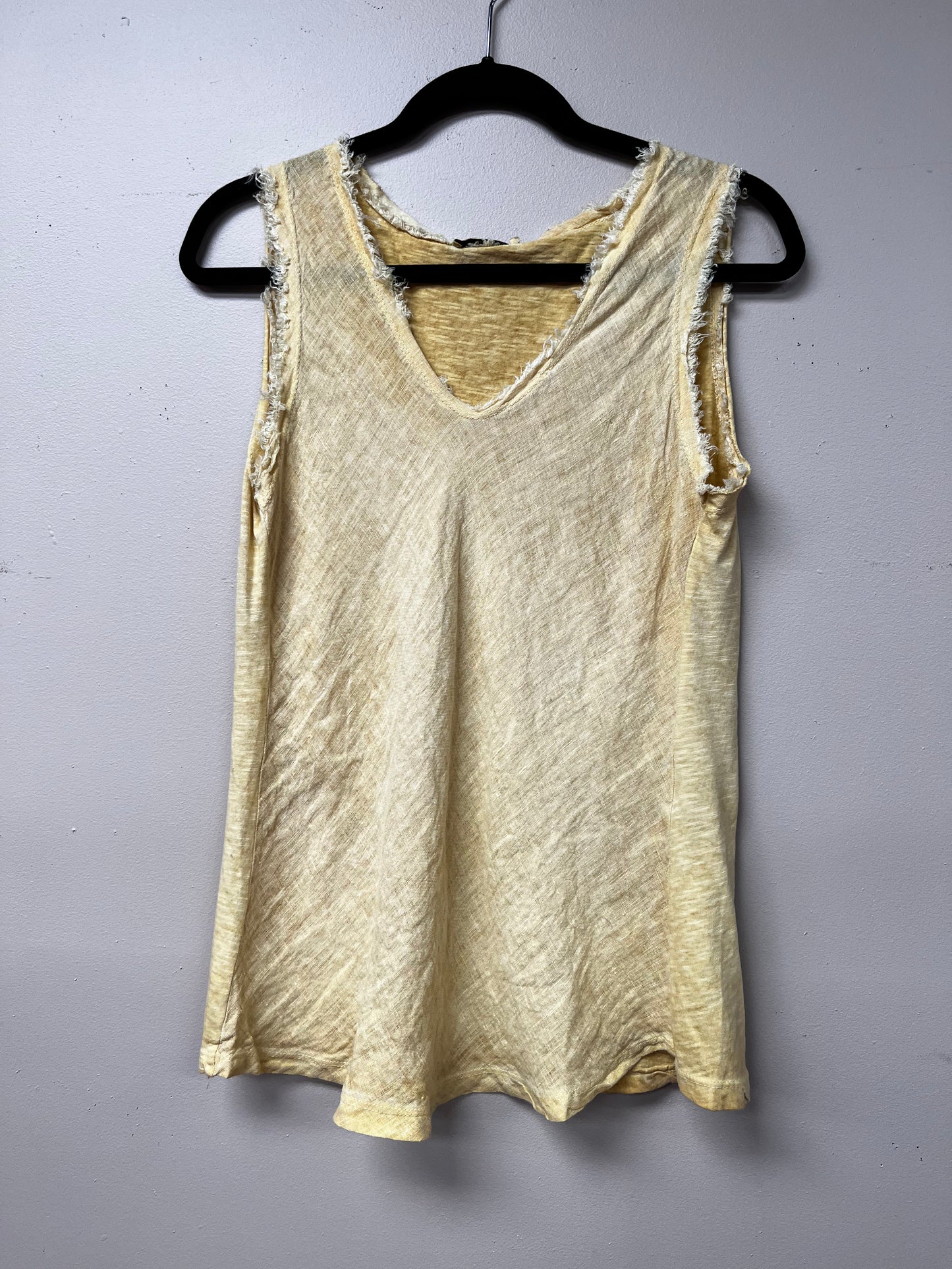 Italian linen distressed edges tank top.