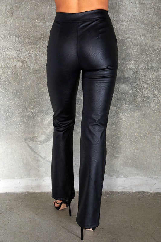 PU Leather flared pants