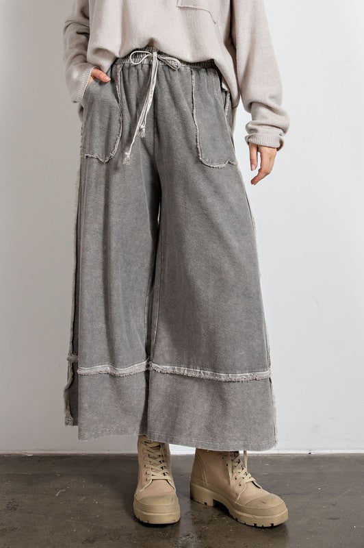 Feeling good, Washed Terry Knit Wide Leg Pants