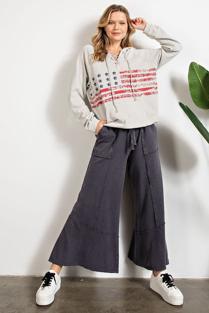 Feeling good, Washed Terry Knit Wide Leg Pants