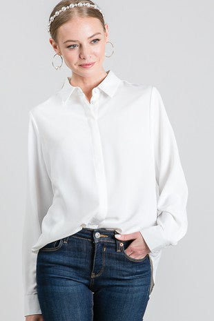 Must Have, Ivory Hidden Button Dress Shirt lemon / LARGE