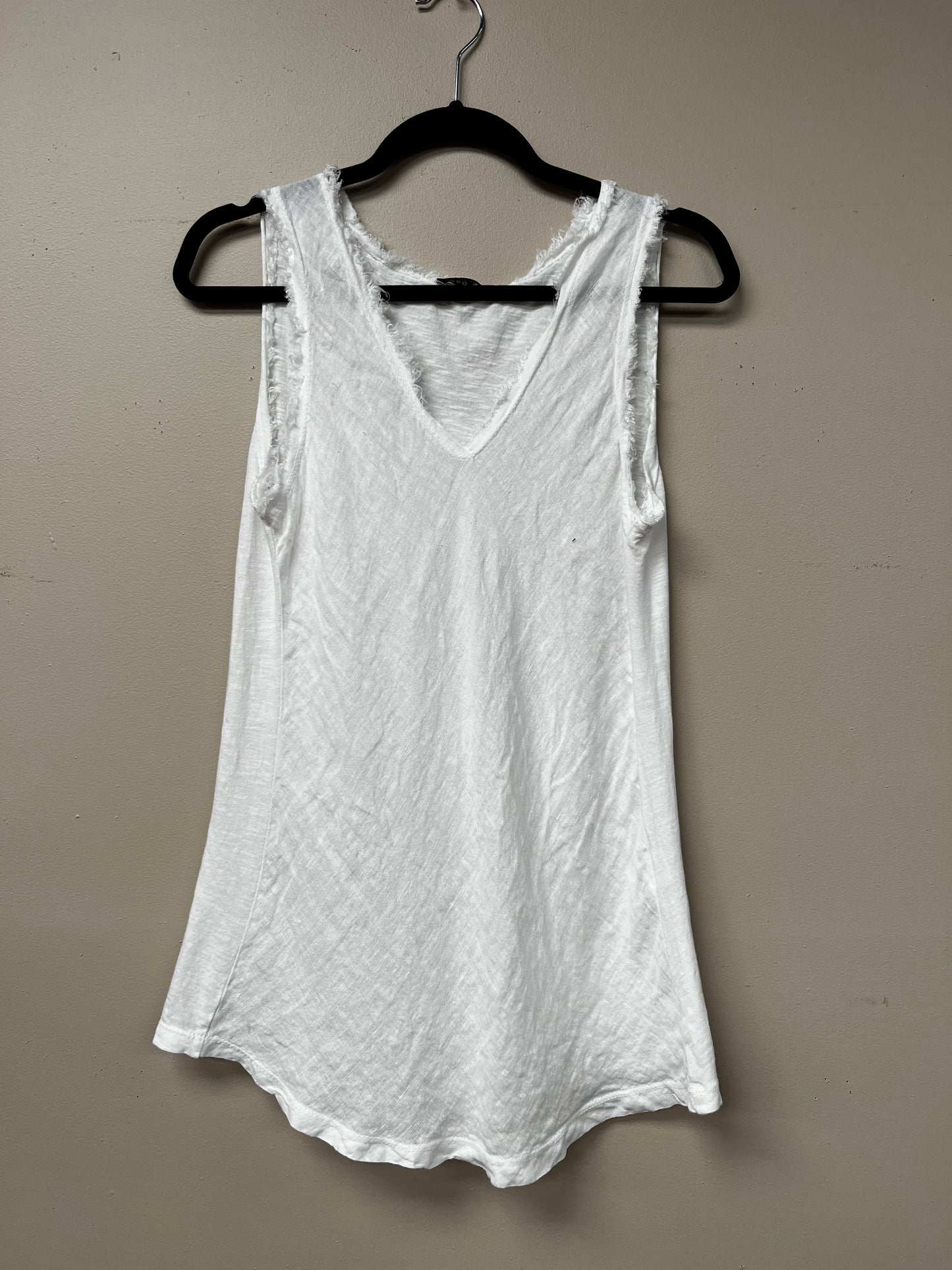 Italian linen distressed edges tank top.