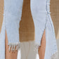 Rhinestone uneven edge fringe jeans,