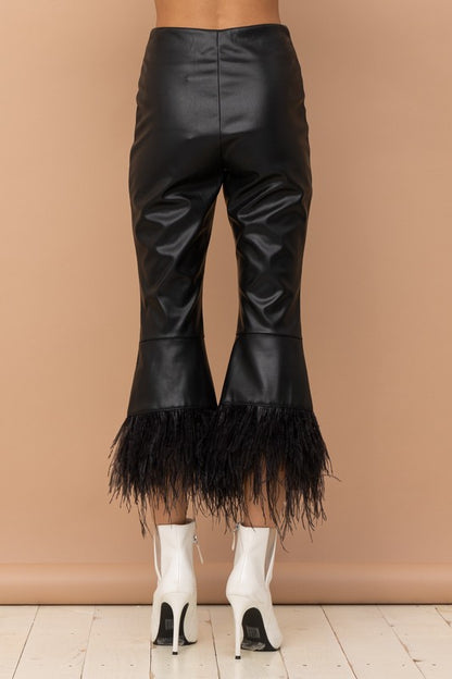 Faux Leather Feather leggings