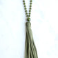Round Glass Bead Necklace with suede Tassle
