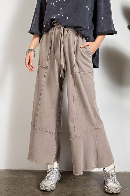 Feeling good, Washed Terry Knit Wide Leg Pants