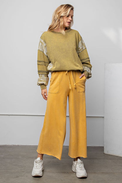 Feeling goody, Washed Terry Knit Wide Leg Pants