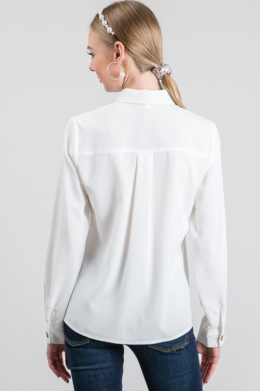 Must Have, Ivory Hidden Button Dress Shirt lemon / LARGE Must Have, Ivory Hidden Button Dress Shirt lemon / LARGE